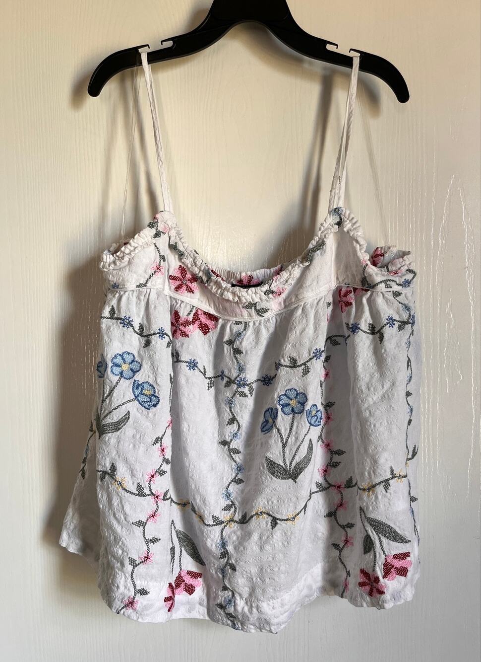 Wild Fable White Floral Embroidered Cami Tank Top Size L Cottagecore Boho